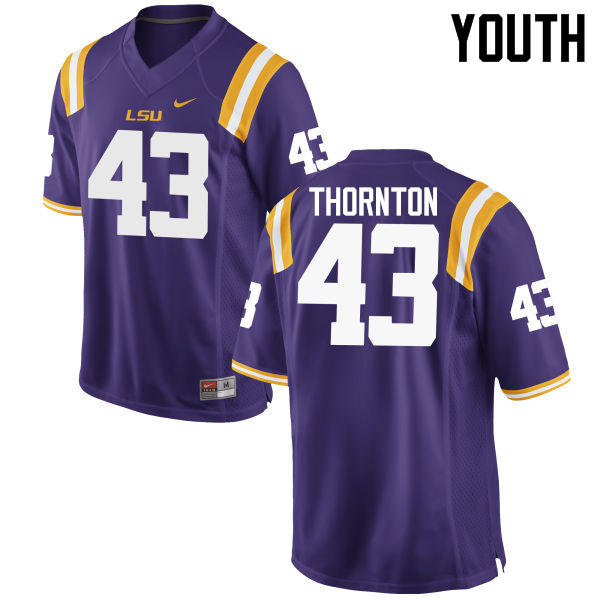 Youth LSU Tigers #43 Rahssan Thornton College Football Jerseys Game-Purple